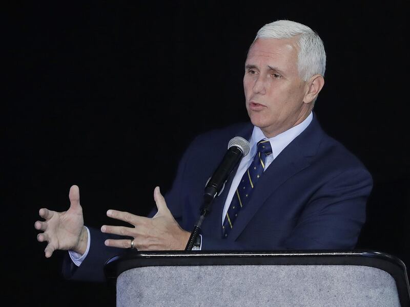 FILE - In this July 14, 2016 file photo, Indiana Gov. Mike Pence speaks in Indianapolis. Republican presidential candidate Donald Trump says on Twitter that he has picked Pence as his running mate. (AP Photo/Darron Cummings, File)
