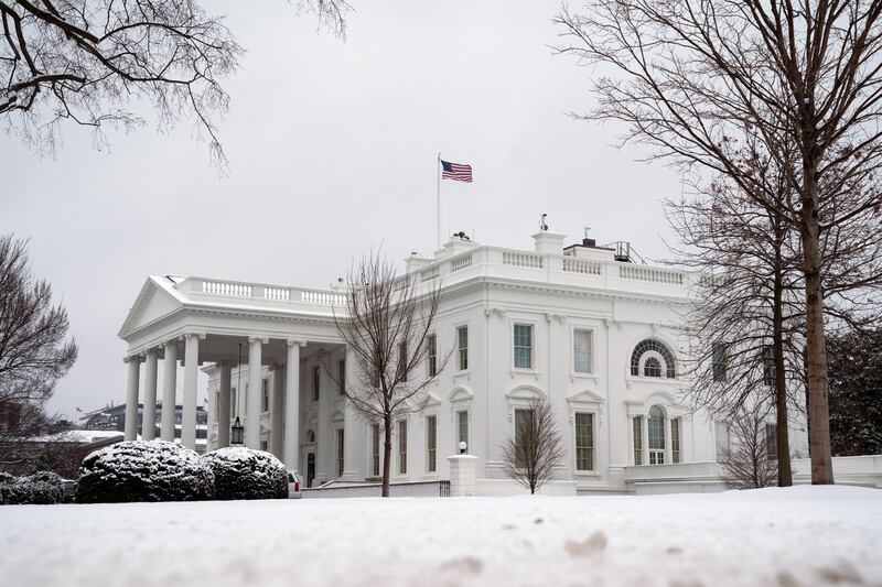 Snow covers the ground at the White House in Washington in this Feb. 1, 2021, photo.