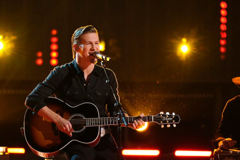 Bryce Leatherwood performs during the top 10 round of “The Voice.”