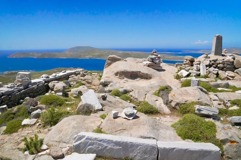 The temple of Zeus on Delos, a Greek island and archaeological site.