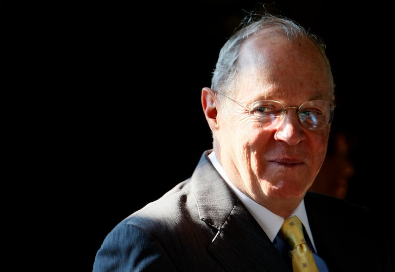 Supreme Court Justice Anthony Kennedy arrives for a roundtable discussion titled "Making Law Work for Everyone", Friday, June 13, 2008, at the Organization of American (OAS) in Washington. In writing for the court majority on the Supreme Court's decision