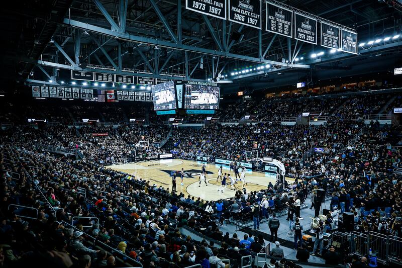 Fans look on at the Amica Mutual Pavilion as the BYU Cougars and Providence Friars play Tuesday, Dec. 3, 2024, in Providence, Rhode Island.