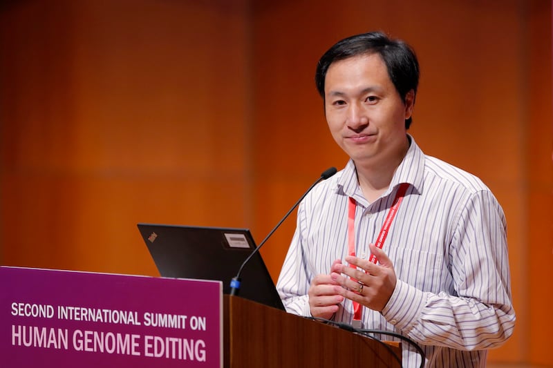 In this Nov. 28, photo, He Jiankui, a Chinese researcher, speaks during the Human Genome Editing Conference in Hong Kong. He made his first public comments about his claim to have helped make the world's first gene-edited babies. The uproar over the unpro