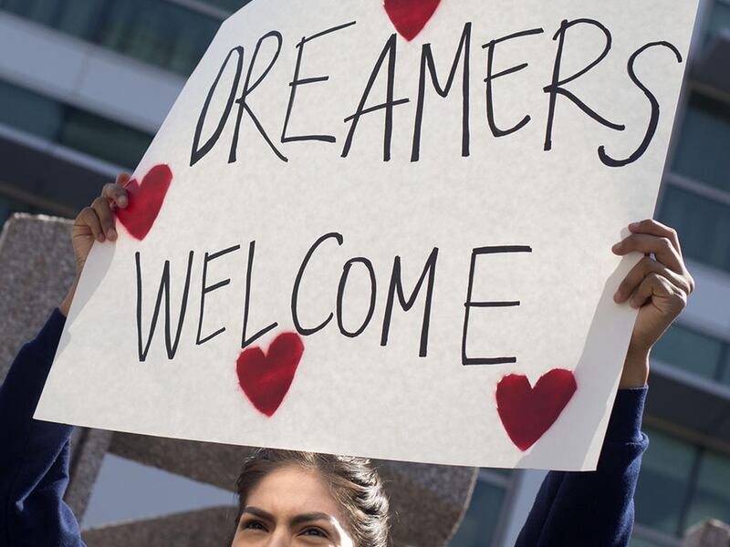 Brianna Puga yells at the DACA (Deferred Action for Childhood Arrivals) supporters march to the Capitol during the “We Are All DREAMers” rally in Salt Lake City on Saturday, Sept. 16, 2017. Puga is a DREAMer born in Mexico and brought to America with her