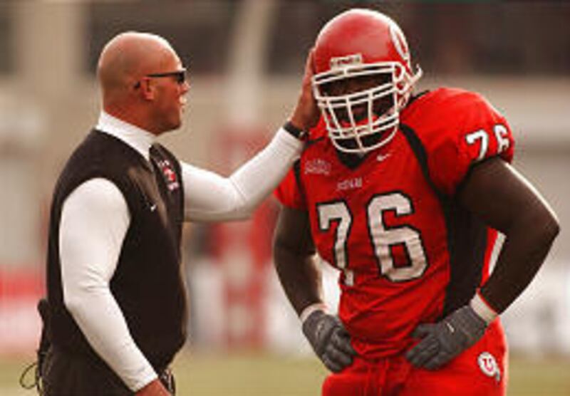 Ex-Ute Thomas Herrion, right, wanted to make the 49ers so he could buy his mom a home.