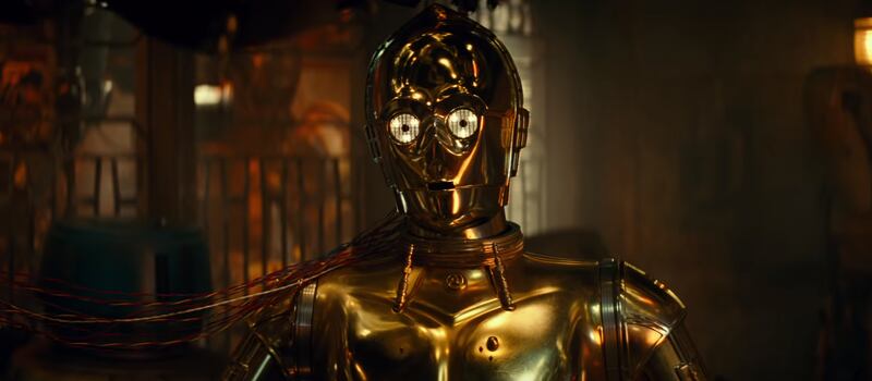 A look at C-3PO in “Star Wars: The Rise of Skywalker.”