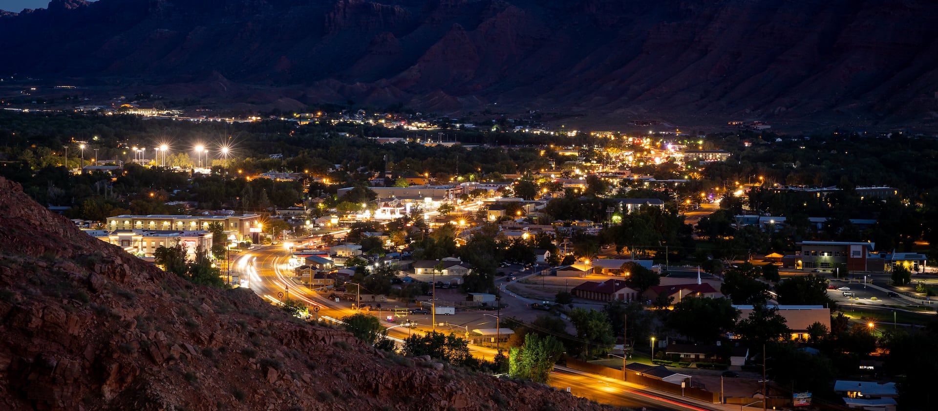 Moab is pictured at dusk on Friday, Sept. 17, 2021.