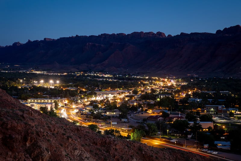 Moab is pictured at dusk on Friday, Sept. 17, 2021.