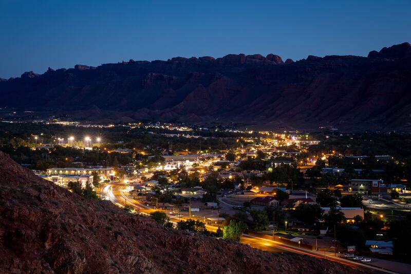 Moab is pictured at dusk on Friday, Sept. 17, 2021.