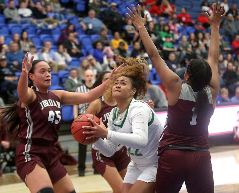 Provo plays Jordan in the first round of 5A girls basketball playoffs at the Lifetime Activities Center in Taylorsville on Tuesday, Feb. 19, 2019.