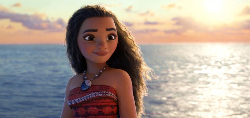 This image released by Disney shows Moana, voiced by Auli’i Cravalho, in a scene from the animated film, “Moana.”