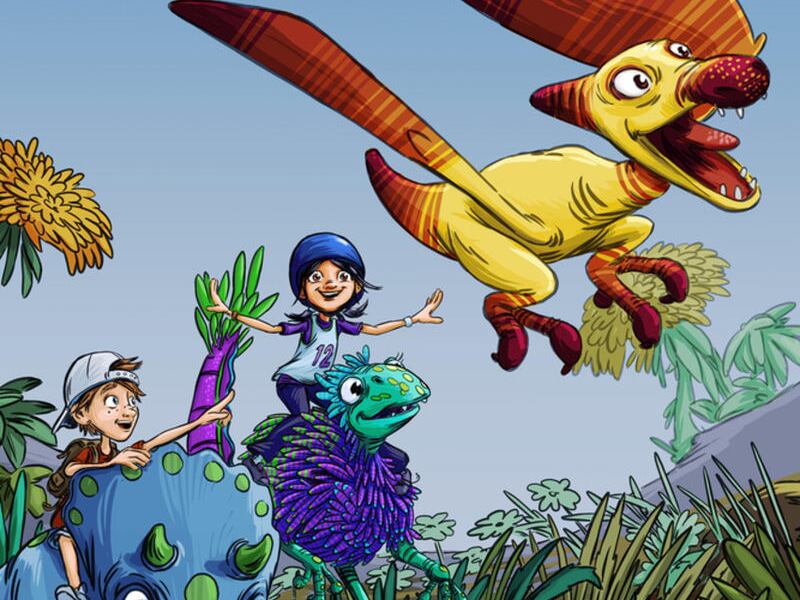 The cover of "Microsaurs: Follow That Tiny-Dactyl," a new book for middle-school readers by Dustin Hansen.