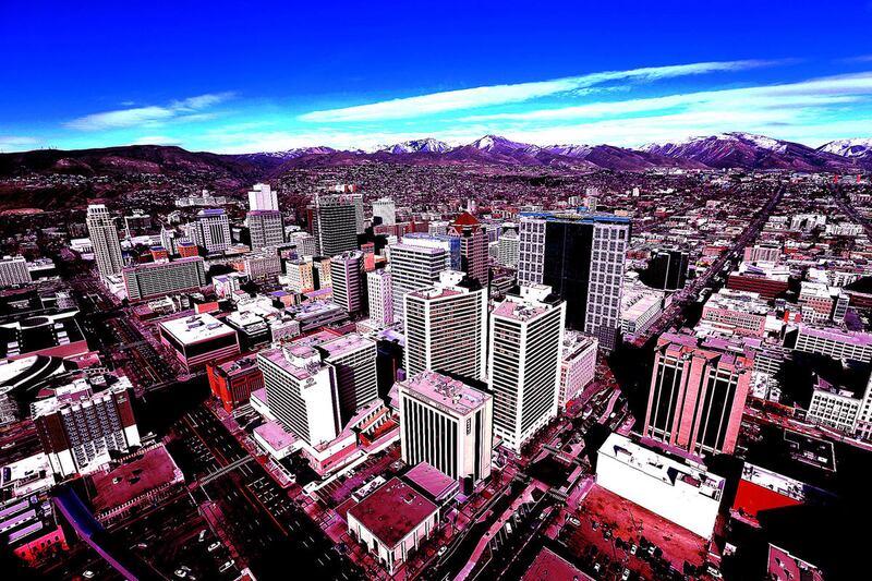 Aerial view of Salt Lake City, Wednesday, March 9, 2016.