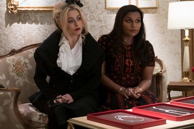 Helena Bonham Carter as Rose and Mindy Kaling as Amita in “Oceans 8.”
