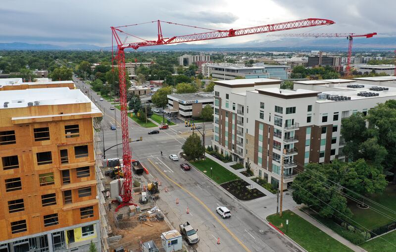 Construction continues on the Quattro apartment building in Salt Lake City on Friday, Sept. 20, 2019. Utah’s protections for renters are weaker than in most states, according to a new analysis from law students at the University of Utah.