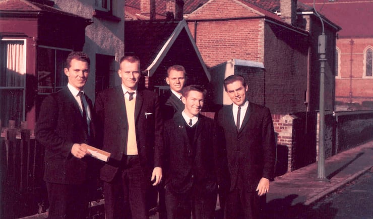Elder Jeffrey R. Holland serving as missionary in England at age 19, circa 1960-61.