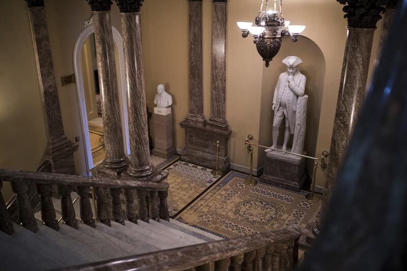 The corridors around the Senate are quiet after lawmakers departed Capitol Hill in Washington, Friday, June 30, 2017, for the Independence Day recess. The Republican leadership in the Senate decided this week to delay a vote on their long-awaited health c