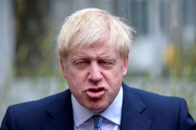 Britain's Prime Minister Boris Johnson at West Midlands Police Learning and Development Centre, Birmingham, England, Friday, July 26.