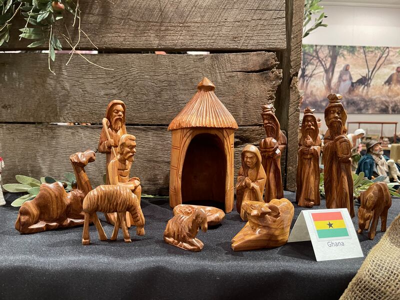 A nativity from Ghana is one of 87 in an international display of crèches at the Washington D.C. Temple Visitors’ Center.