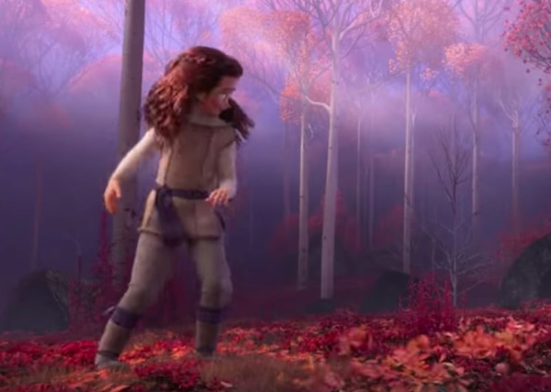 A still from the “Frozen 2” trailer featuring Rachel Matthews’ character “Honeymaren.”