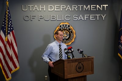 Agent Brian Davis, of the State Bureau of Investigation, talks to members of the media about new breakthroughs in a 1998 cold case at the Utah Department of Public Safety in West Valley City on Thursday, Nov. 29, 2018. Investigators recently identified Li