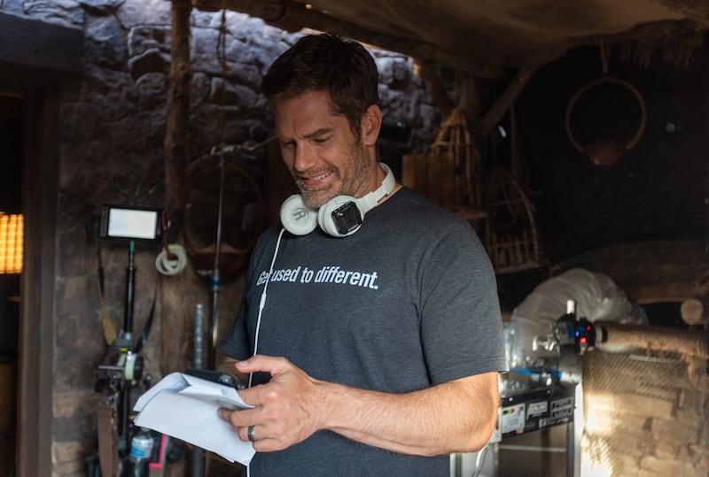 Director Dallas Jenkins works while filming Season 3 of “The Chosen.”