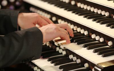 Tabernacle organist Brian Mathias plays with the Mormon Tabernacle Choir during "Music and the Spoken Word" in Salt Lake City on Sunday, March 11, 2018.