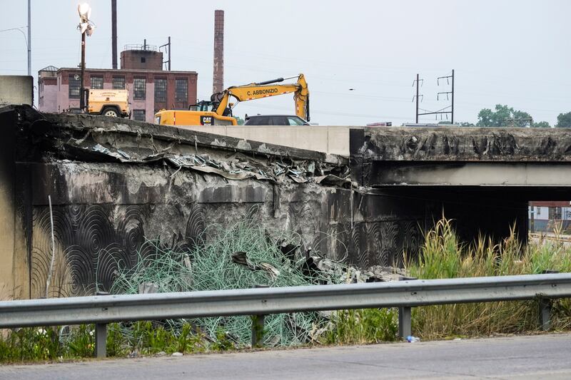 Shown is the aftermath of an elevated section of Interstate 95 that collapsed, in Philadelphia, Monday, June 12, 2023. 