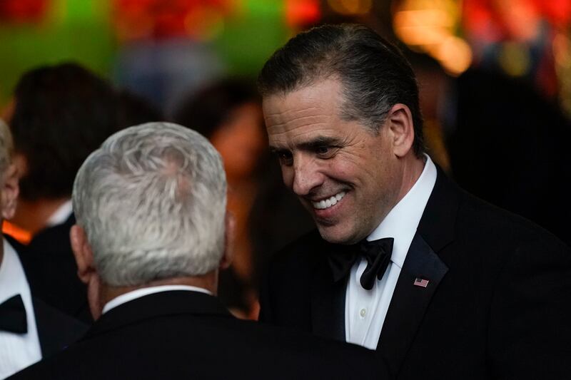 Hunter Biden talks with guests during a State Dinner at the White House in Washington on June 22, 2023.