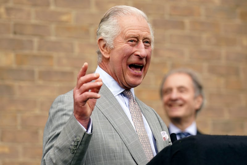 Britain’s King Charles III during a visit to the Whittle Laboratory in Cambridge, England.