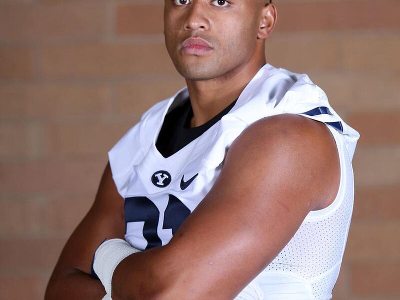 BYU Cougars linebacker Harvey Langi poses for a photo at BYU in Provo on Tuesday, Aug. 9, 2016.