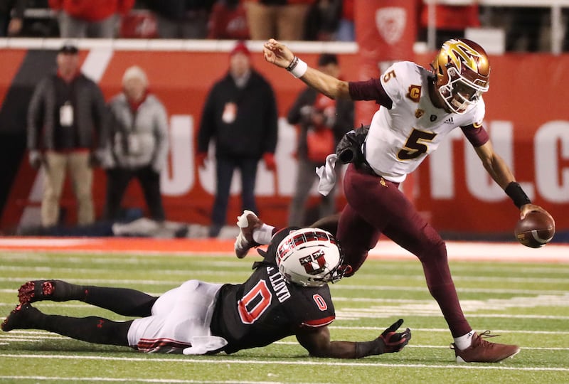 Utah and Arizona State Sun compete in Salt Lake City, Oct. 16, 2021. Saturday the two teams meet again, this time in Tempe.