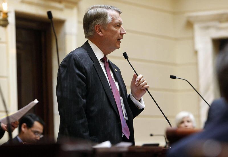 Sen. John L. Valentine speaks to the Senate as Utah legislators meet Friday, March 25, 2011.