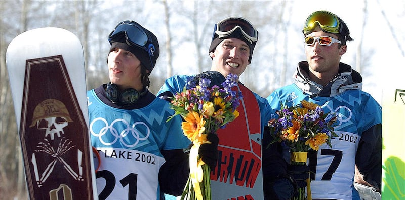 Americans Danny Kass, Ross Powers and Thomas Jarret swept the medals in the men's halfpipe at the 2002 Winter Olympics.