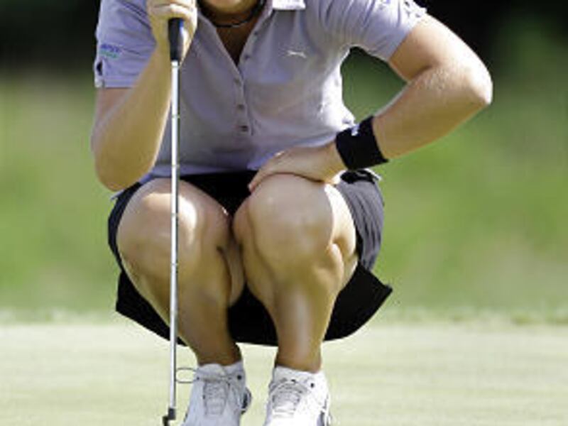 Anna Nordqvist lines up a putt on the sixth hole during the final round of the LPGA Championship.