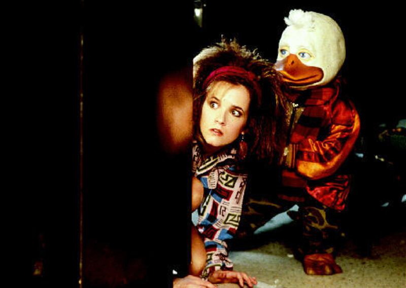 Lea Thompson and Howard in the clunker "Howard the Duck."