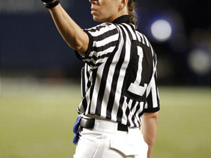 Line judge Sarah Thomas, who worked a BYU game this year, is one of five women officiating D-I college football.