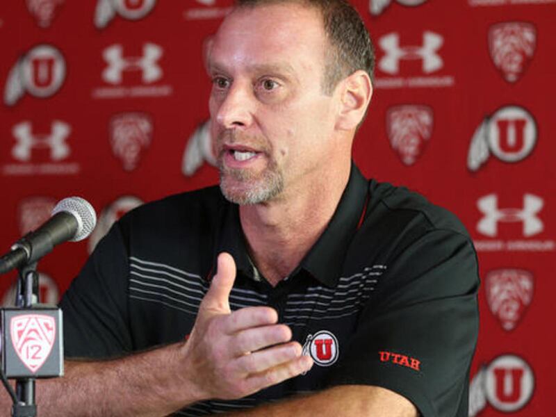 University of Utah coach Larry Krystkowiak talks about his decision to stop the Utah-BYU basketball games for the time being, Monday, Jan. 11, 2016, in Salt Lake City.