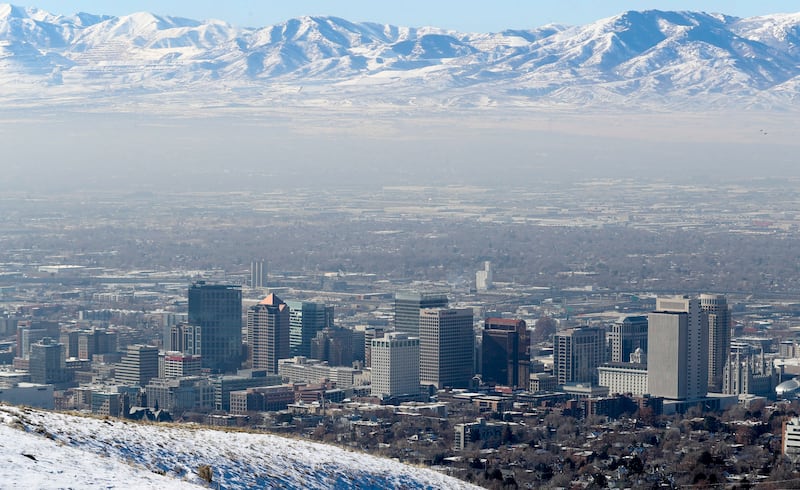 A hazy view of the Salt Lake Valley from the upper Avenues in Salt Lake City on Friday, Feb. 1, 2019.