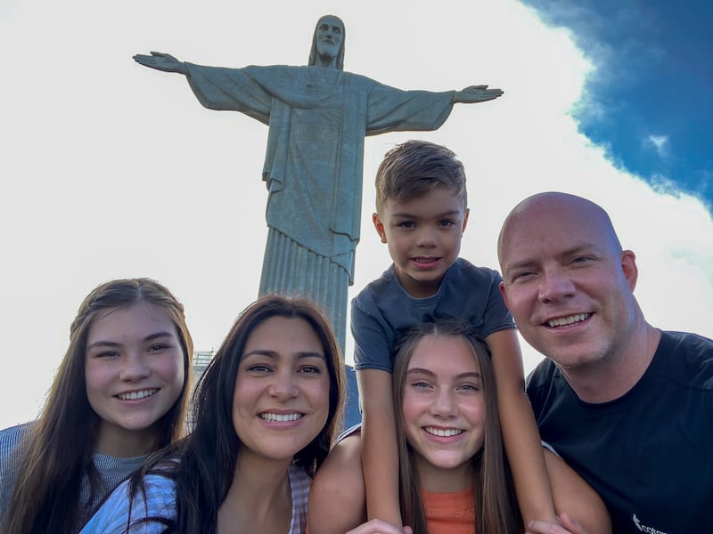 Davis and Asialene Smith and three of their four children in Brazil.