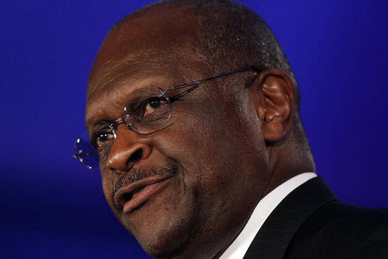 FILE - In this June 17, 2011, file photo Republican presidential hopeful Herman Cain speaks at the Republican Leadership Conference in New Orleans, La. On ABC's This Week on Sunday, Oct. 21, 2011, Cain said he should not have stayed silent after the audi