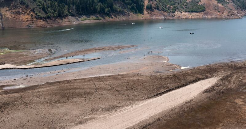 Boaters at Jordanelle Reservoir near Kamas.