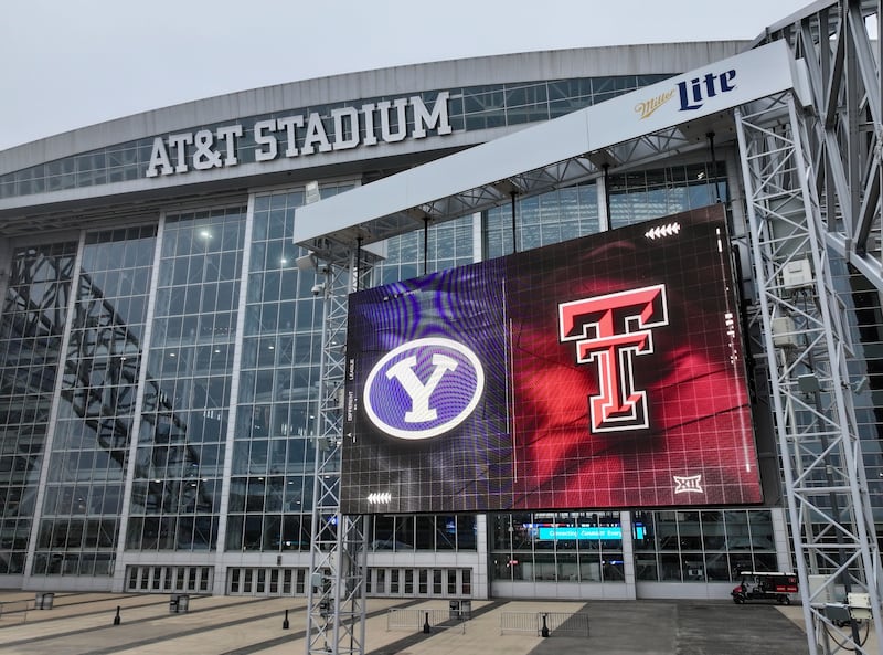 AT&T Stadium is the site of the Big 12 championship game Saturday, Dec. 6, 2025, where No. 11 BYU will take on No. 4 Texas Tech in Arlington, Texas.