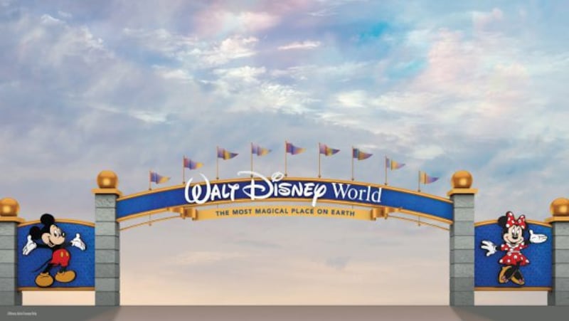 Disney released new images of its entrances for Walt Disney World, showing off a new blue banner that’s different than before.