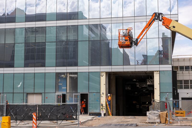 The New Hyatt Regency is pictured in its last stages of construction in downtown Salt Lake City on Friday, Aug. 5, 2022.