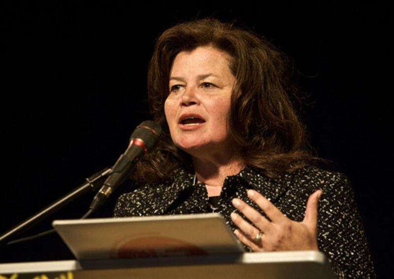 FILE: Enid Greene Mickelsen, Republican National Committeewoman speaks to delegates and others in attendance at the Utah State GOP convention at the Davis County Conference Center in Layton, Utah, Saturday, June 13, 2009.