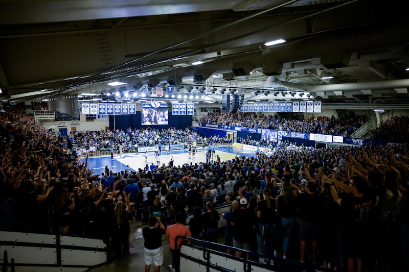 A record crowd watched the BYU women’s volleyball team take on Duke in the Smith Fieldhouse in Provo.