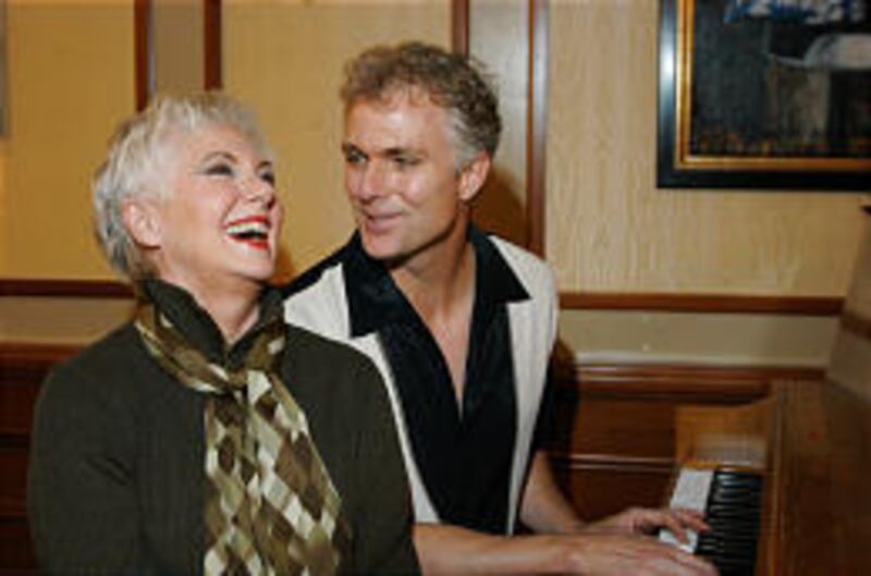 Shirley Jones and her son Patrick Cassidy rehearse for "42nd Street."