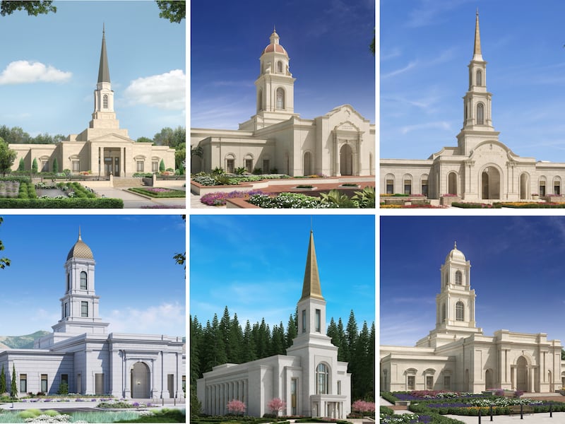 Six temple renderings