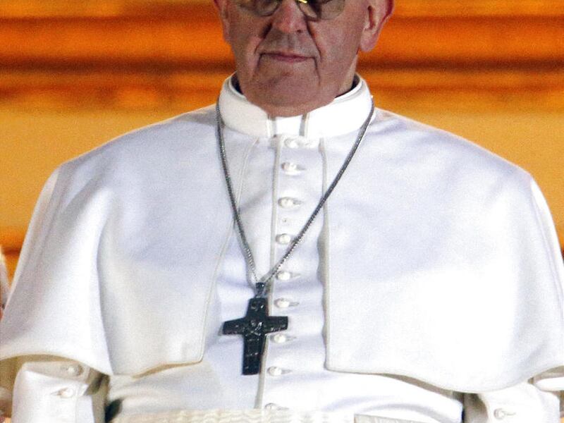 Pope Francis on the central balcony of St. Peter's Basilica at the Vatican, Wednesday, March 13, 2013. Cardinal Jorge Bergoglio, who chose the name of Francis is the 266th pontiff of the Roman Catholic Church.